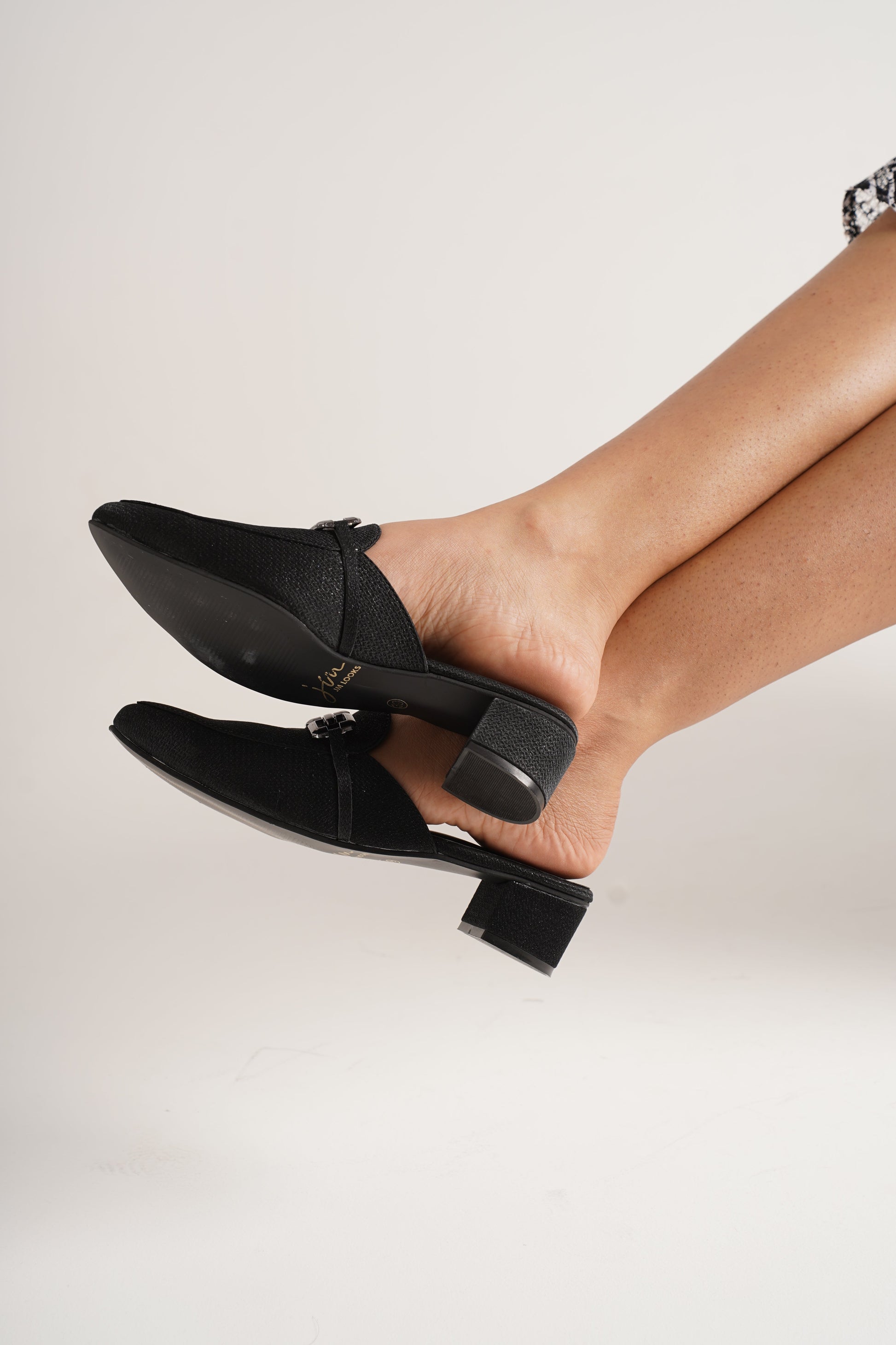 Jm Looks chain embellished mule loafers
 Black