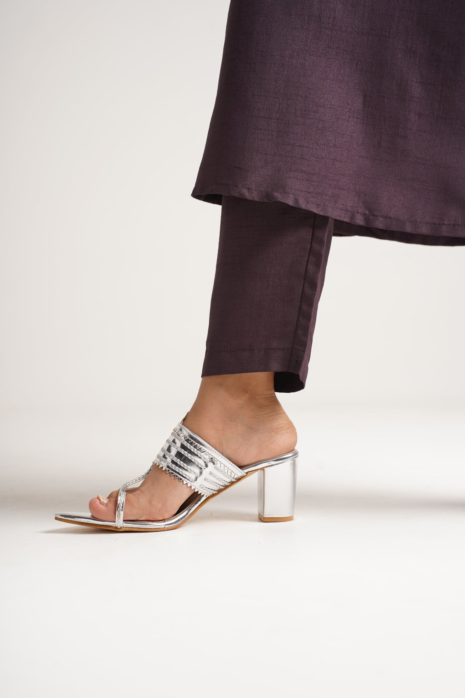 classic toe-ring block heels with a structured upper design
 Silver