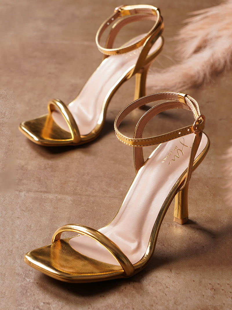 Open-Toe Stilettos with Buckle Closure - 2