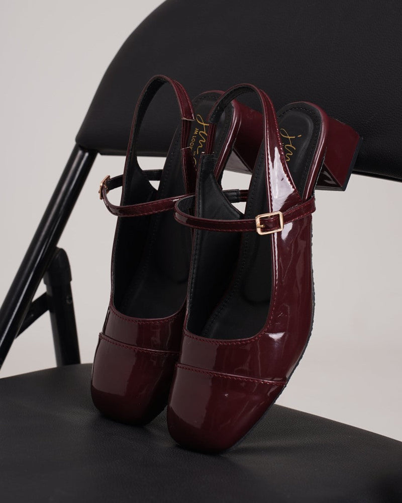 Mary Jane block heels for women Cherry