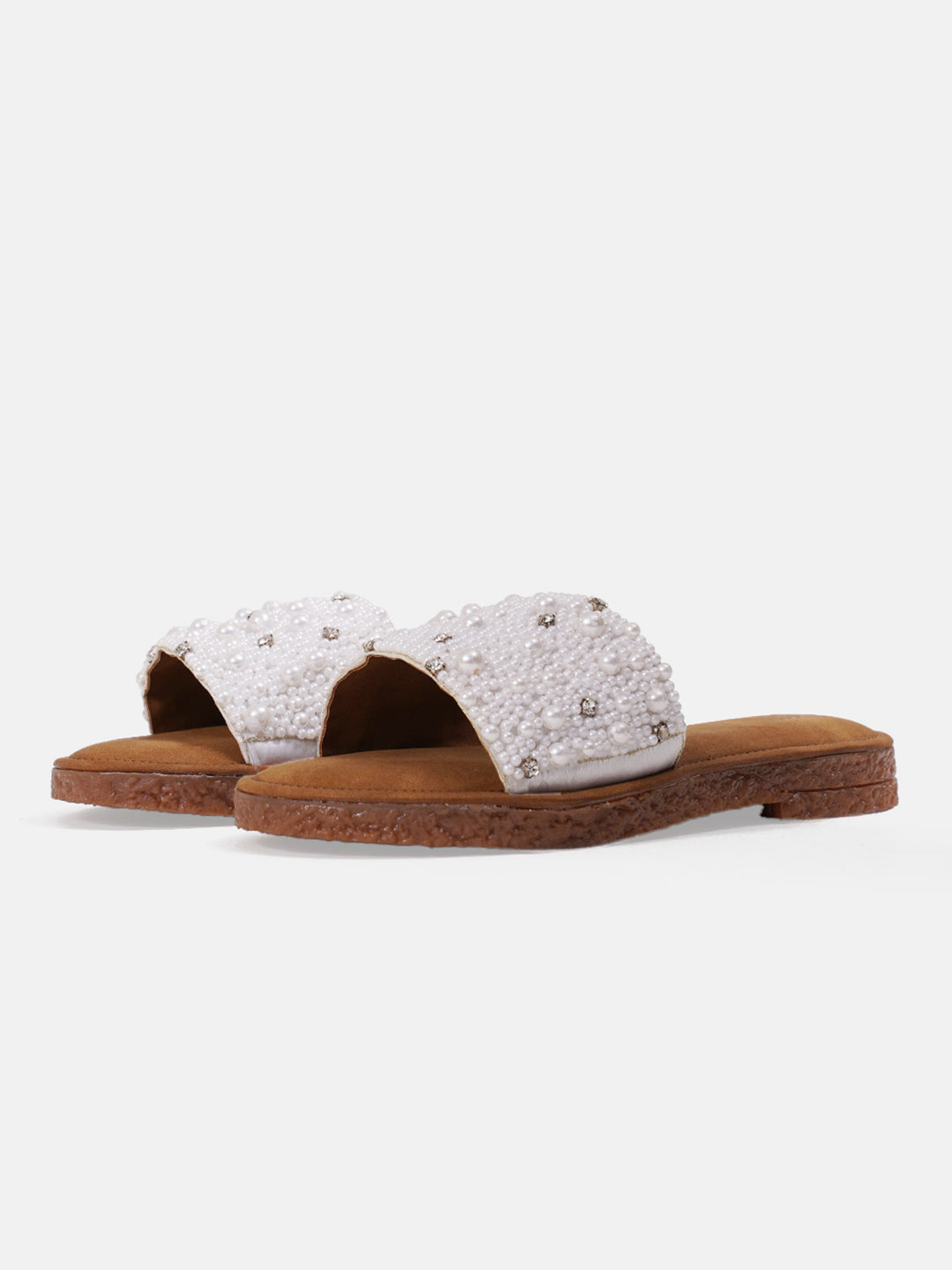 Jm Looks slide sandals with an embellished top strap White
