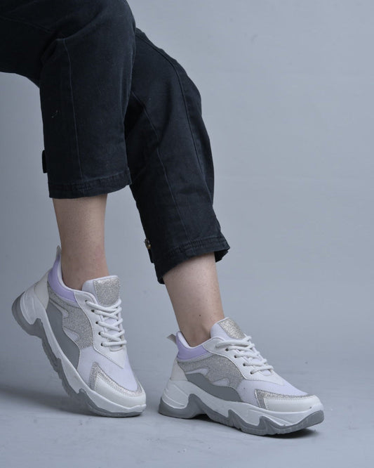 Jm Looks glitter panel chunky sole sneakers
 White