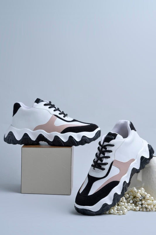 Jm Looks Stylish Wavy Sole Sneakers for Women & Girls Black