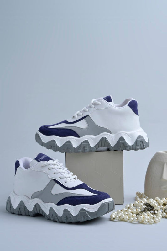 Jm Looks stylish wavy sole sneakers with dynamic paneling
 Grey