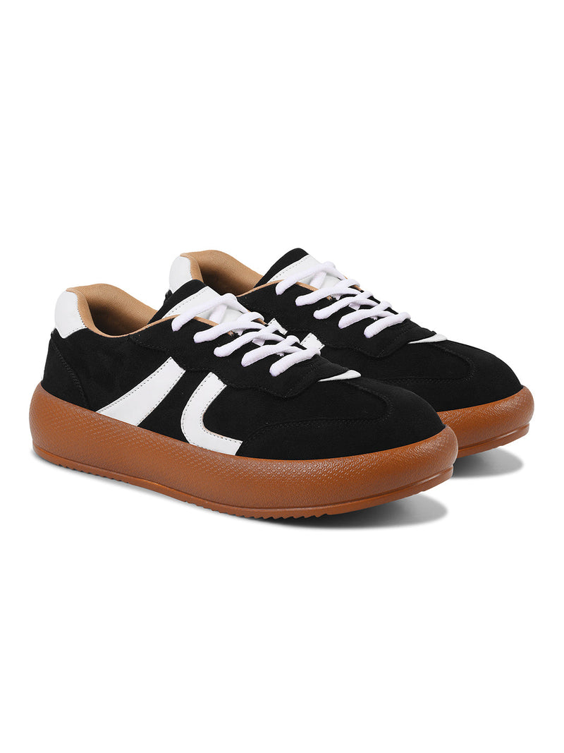 Suede lace up sneakers with cushioned sole - 23