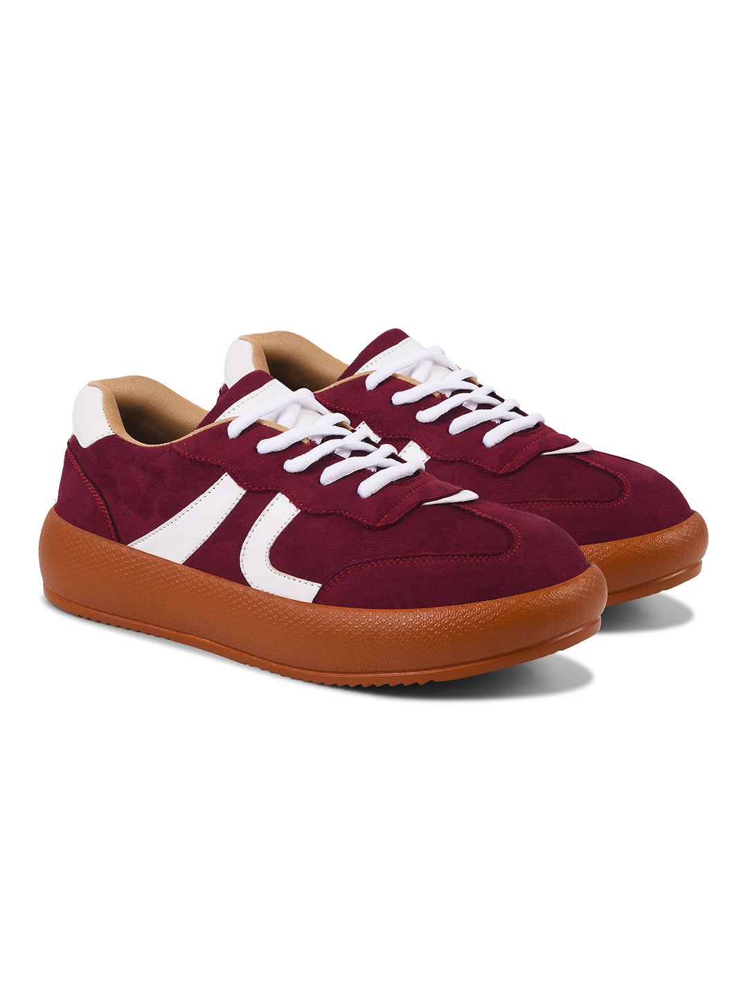 Retro-style sneakers for women and girls by Jm Looks with bold design Red