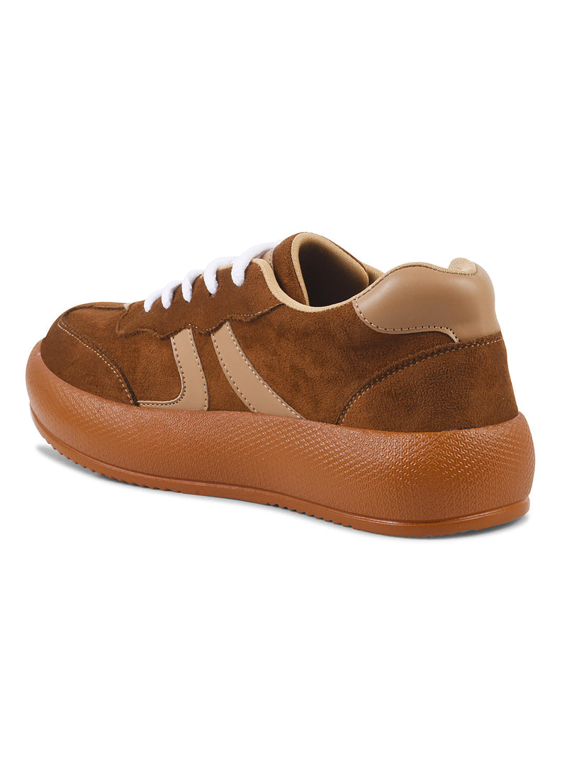 Suede lace up sneakers with cushioned sole - 12