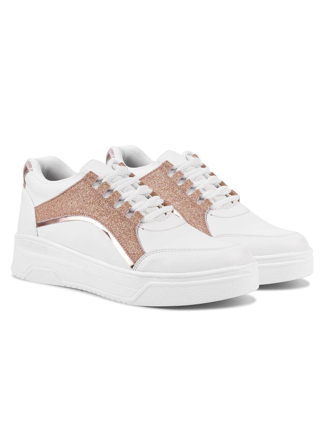 platform lace-up sneakers with a sparkly side panel and a chunky sole
 Sultan