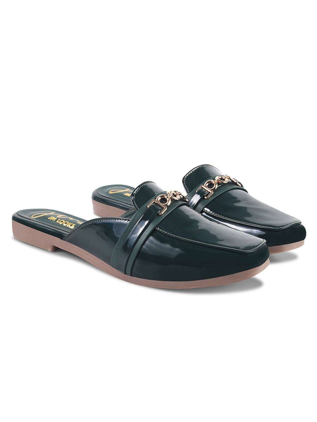 JM Looks Women's Toe-Loop Ethnic Flat Sandals | Traditional Festive Footwear Green