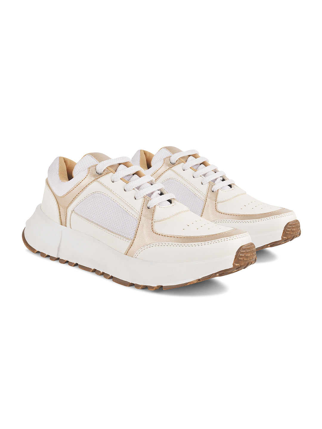 JM Looks Women's Casual Sneaker Shoes | Stylish & Comfortable Daily Footwear Gold