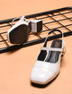 JM Looks Sling-back Glossy Block Heels With Buckle in White / 34