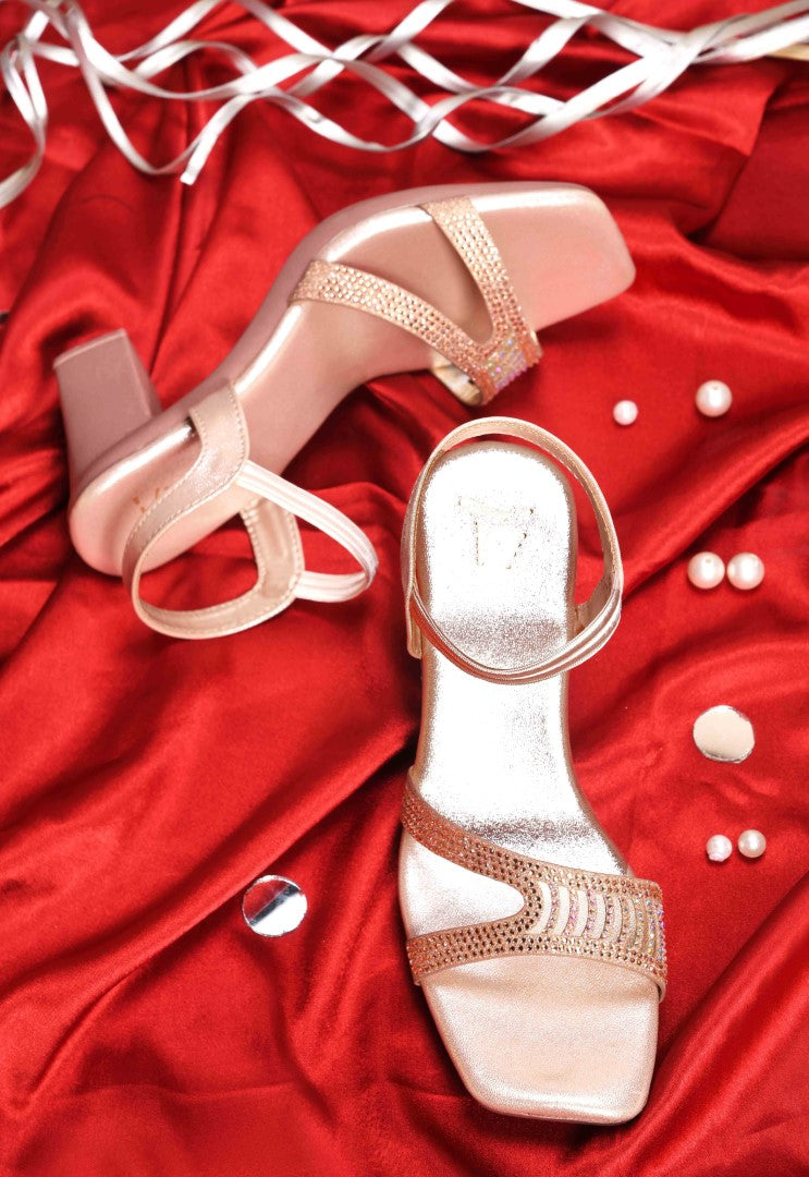 Jm Looks block heels with embellished criss-cross straps and an ankle strap
 Sultan