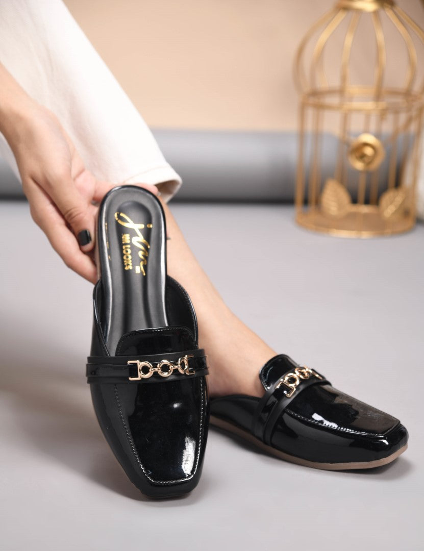 JM Looks Women's Toe-Loop Ethnic Flat Sandals | Traditional Festive Footwear Black