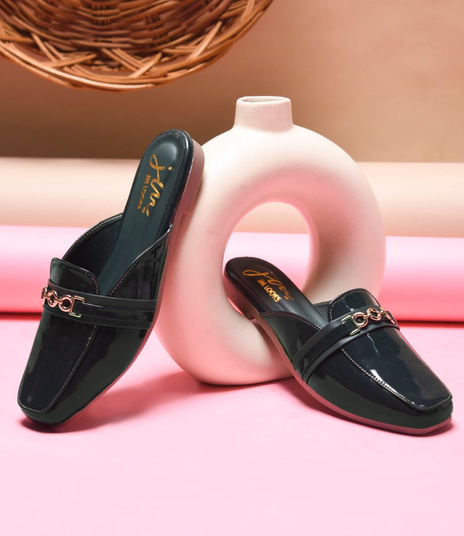 JM Looks Women's Toe-Loop Ethnic Flat Sandals | Traditional Festive Footwear Green