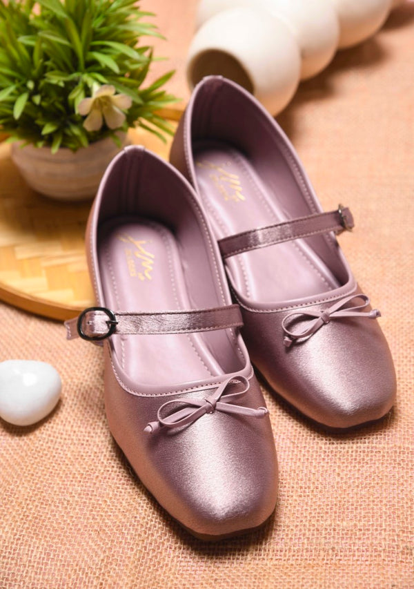 square toe mary jane flats Peach