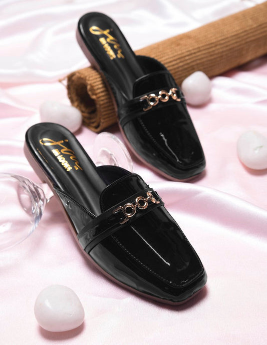 JM Looks Women's Toe-Loop Ethnic Flat Sandals | Traditional Festive Footwear Black