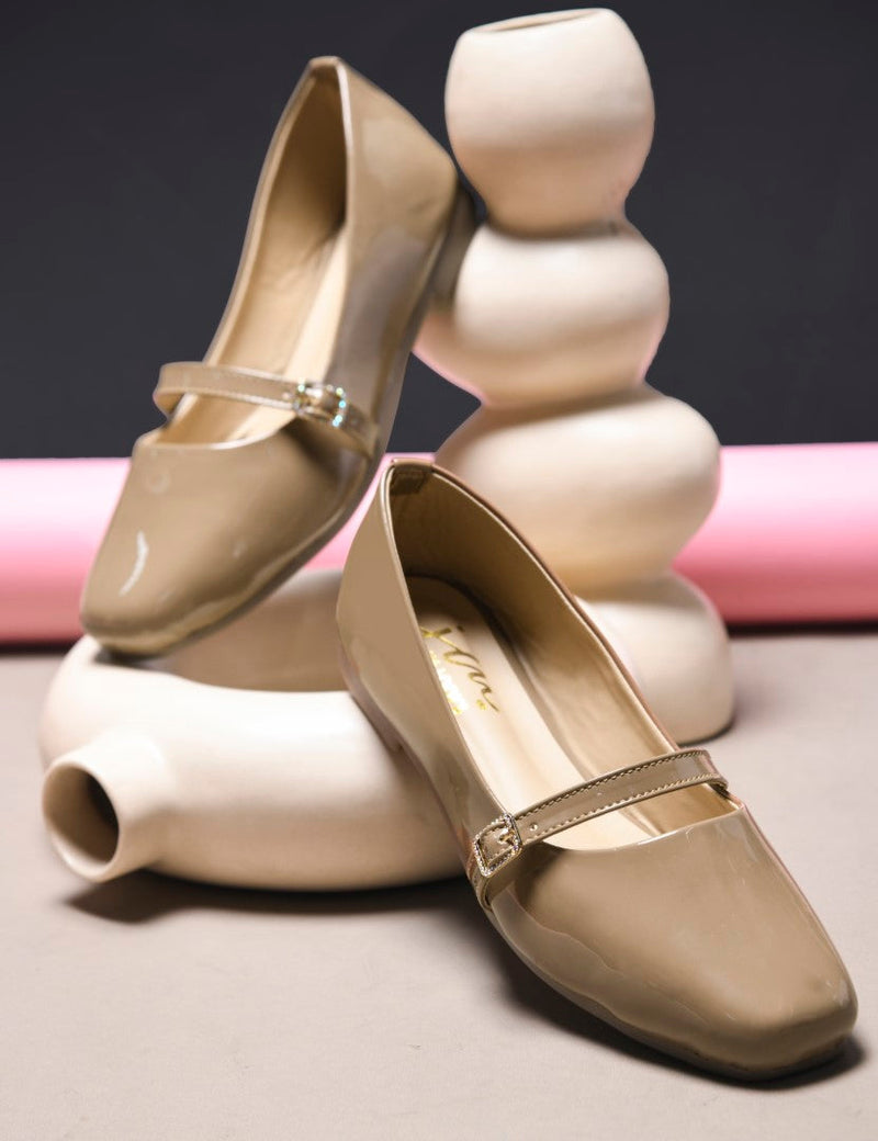 Jm Looks Cherry Double Strap Block Heel Sandals Stylish & Comfortable Beige