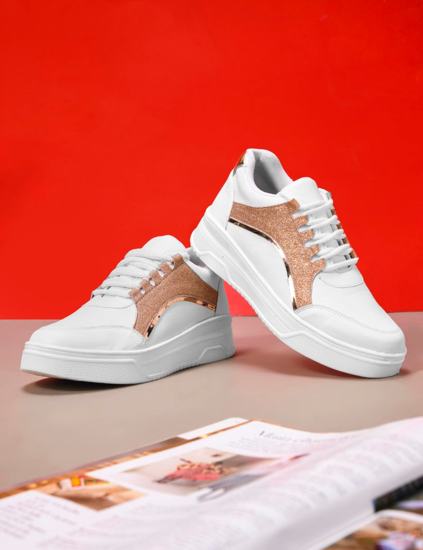 platform lace-up sneakers with a sparkly side panel and a chunky sole
 Sultan