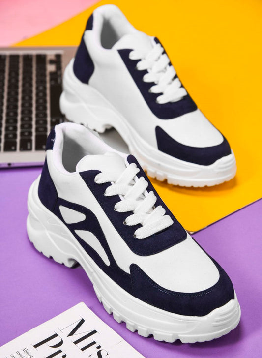 JM Looks chunky sole sneakers with modern panel detailing and lace-up design Blue