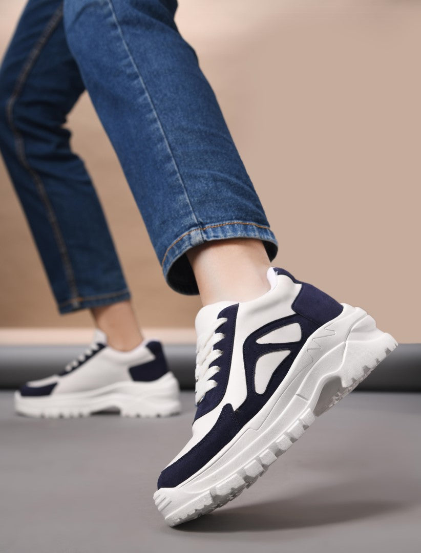 JM Looks chunky sole sneakers with modern panel detailing and lace-up design Blue