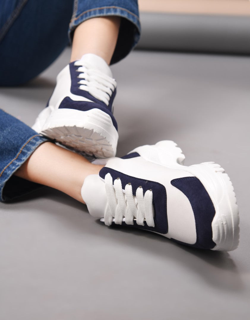 JM Looks chunky sole sneakers with modern panel detailing and lace-up design Blue