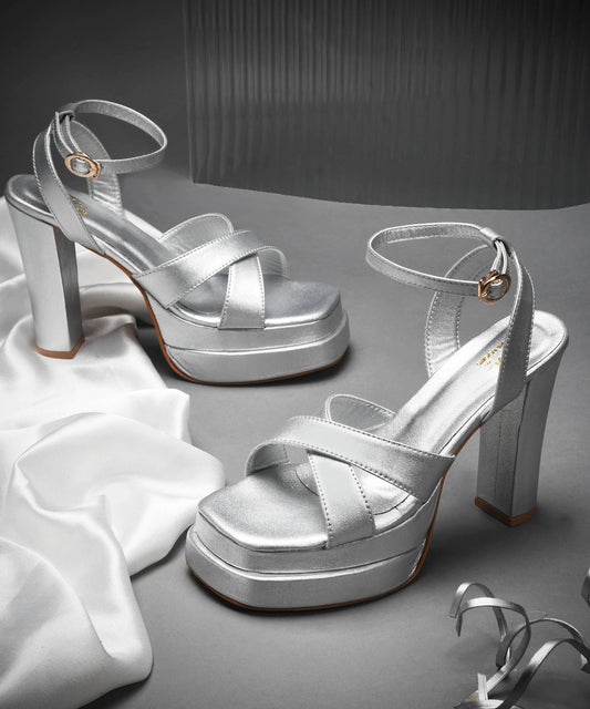 Gold Party Heels for Women | Evening Shoes | JM Looks Silver