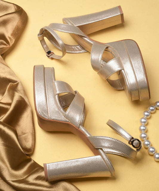 Gold Party Heels for Women | Evening Shoes | JM Looks Golden