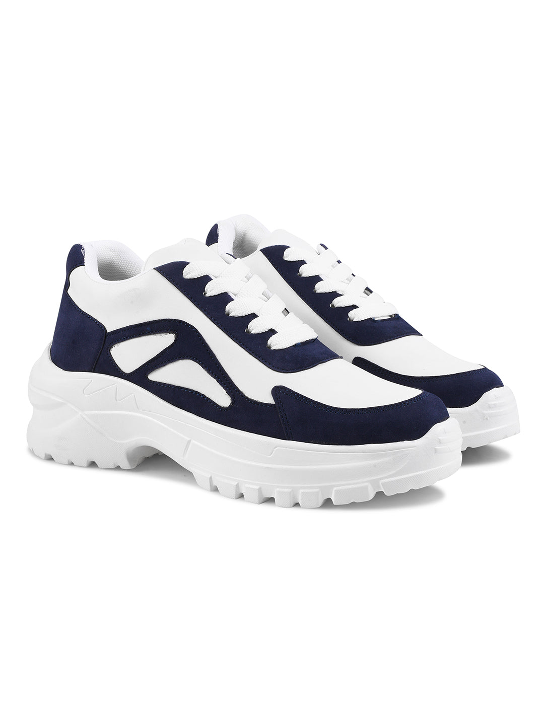 JM Looks chunky sole sneakers with modern panel detailing and lace-up design Blue
