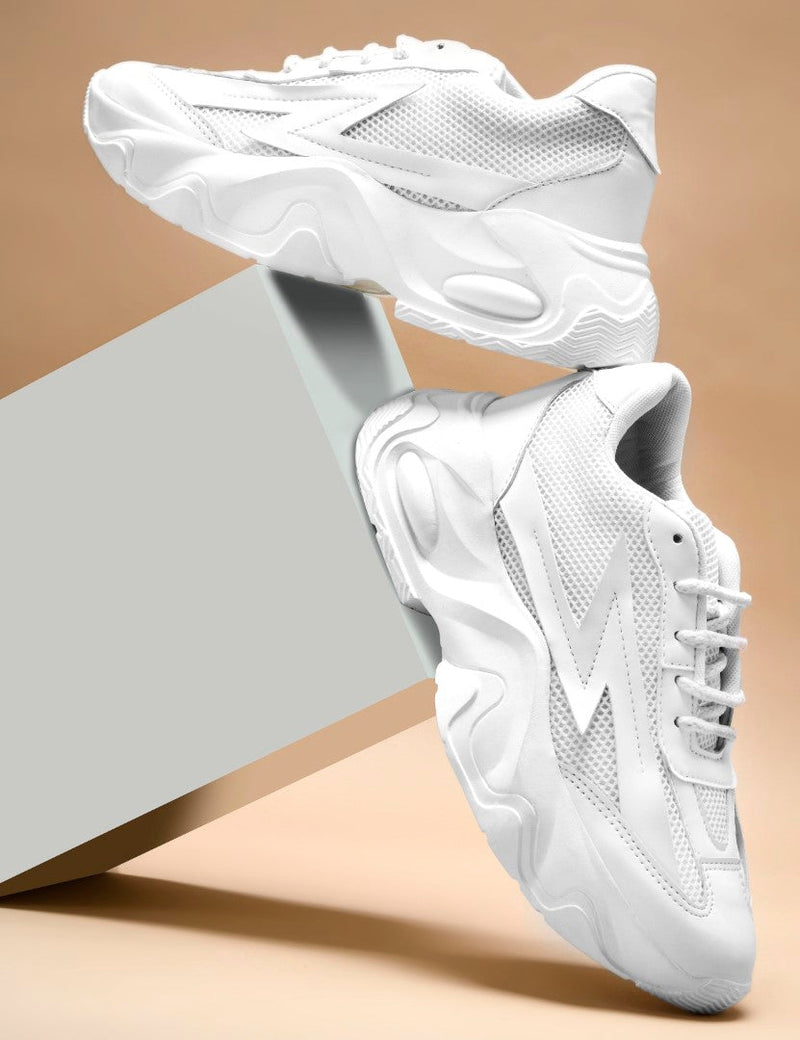 Chunky sole mesh sneakers with bold design - 14