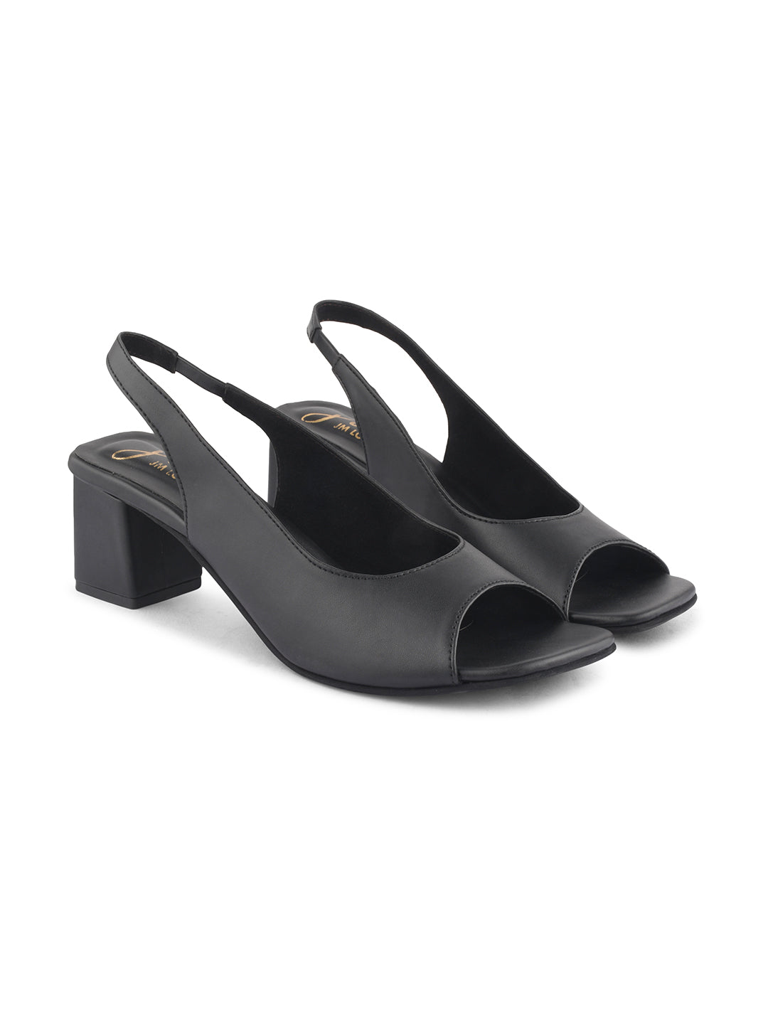 Jm Looks slingback peep-toe heels with a sturdy block heel
 Black