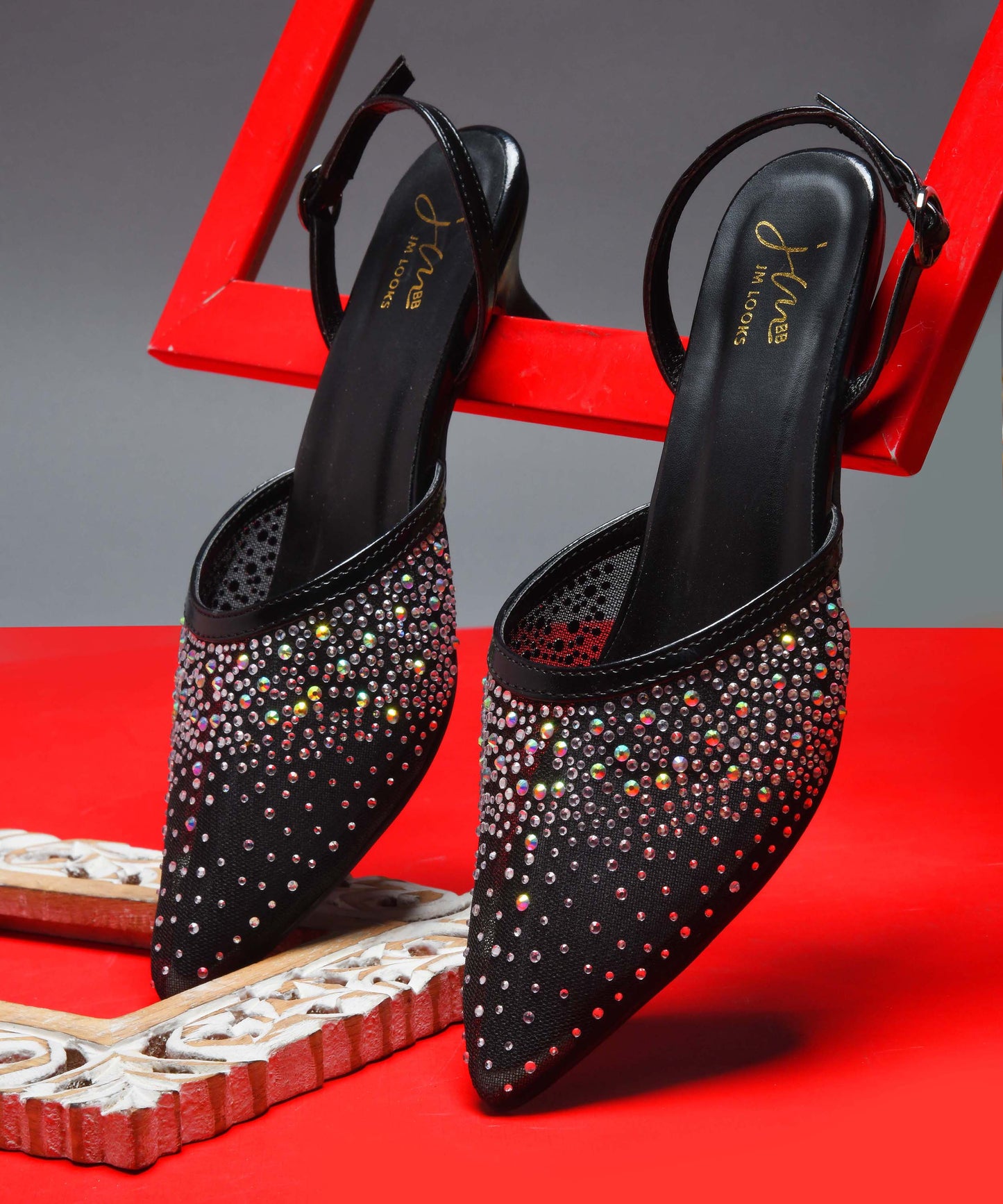 Rhinestone Heels for Women | Special Occasion Shoes | JM Looks Black