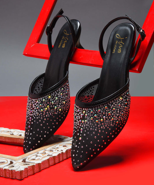 Rhinestone Heels for Women | Special Occasion Shoes | JM Looks Black
