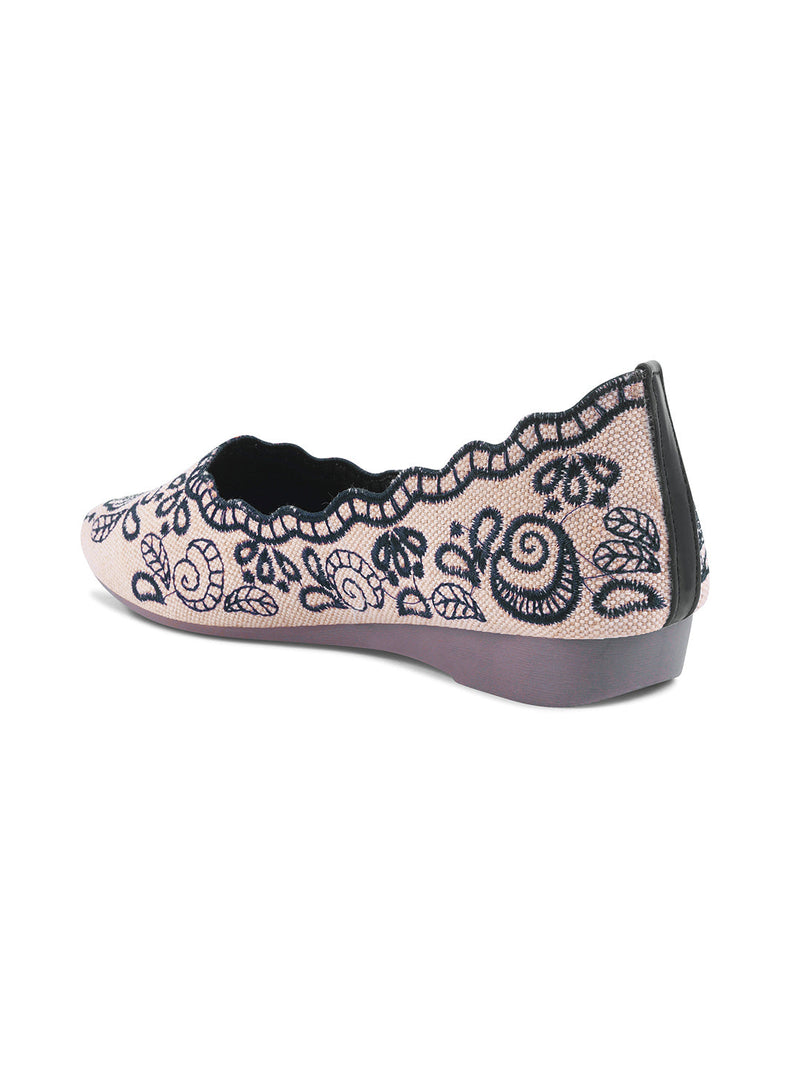 JM Looks Embroidered Ethnic Belly Shoes for Women | Slip-On Flats Blue