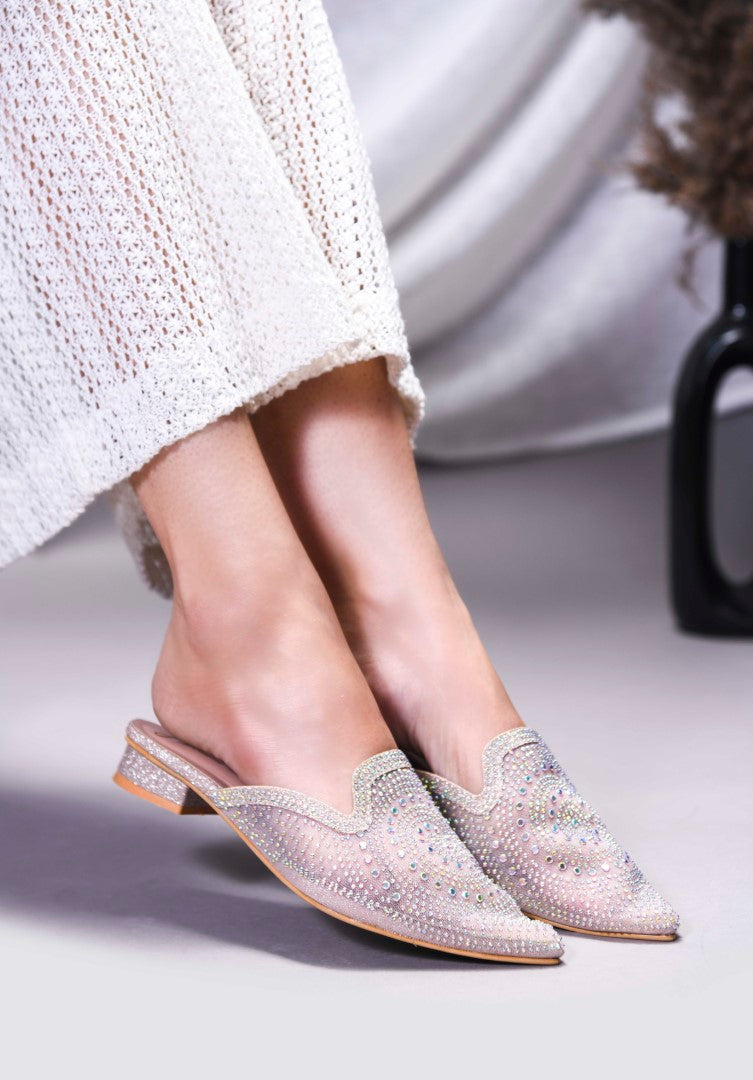 JM Looks women's pointed-toe mule with an all-over embellished design
 Sultan
