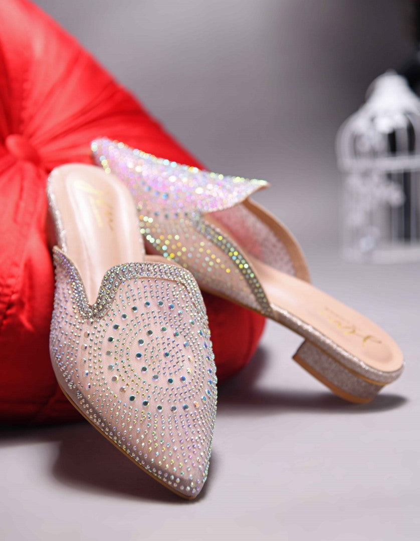 JM Looks women's pointed-toe mule with an all-over embellished design
 Sultan