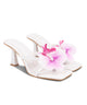 Open Toe Flower Embellished Soft Insole high-heeled sandals in White / 36