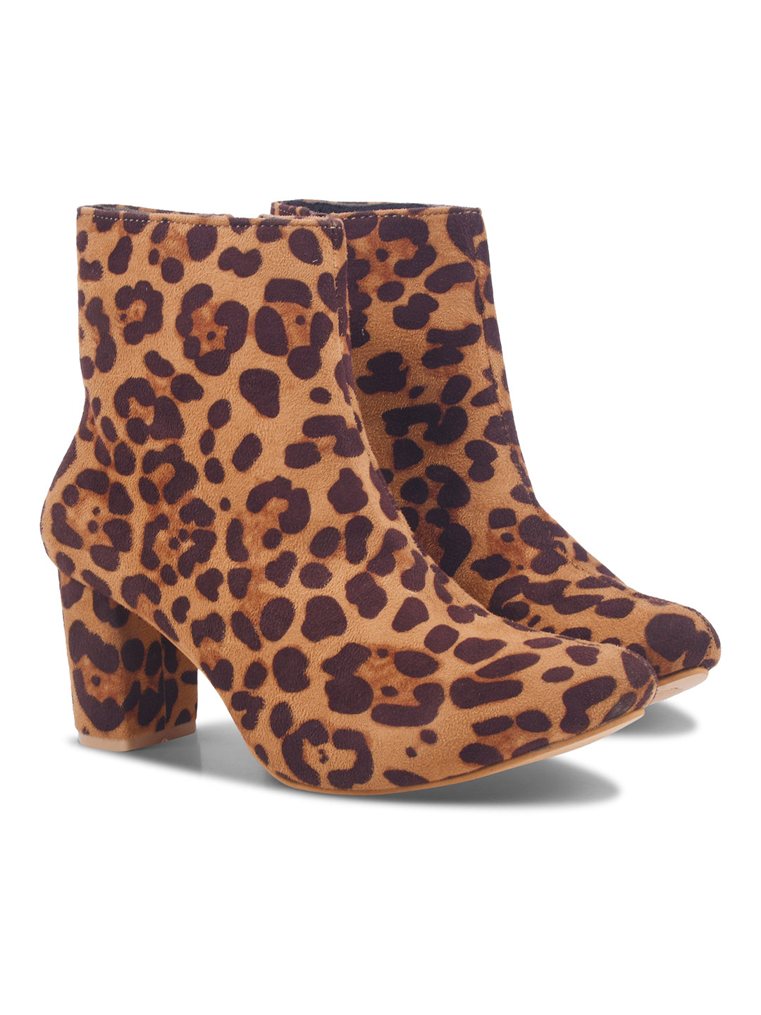 Leopard Print Ankle Boots with Side Zipper