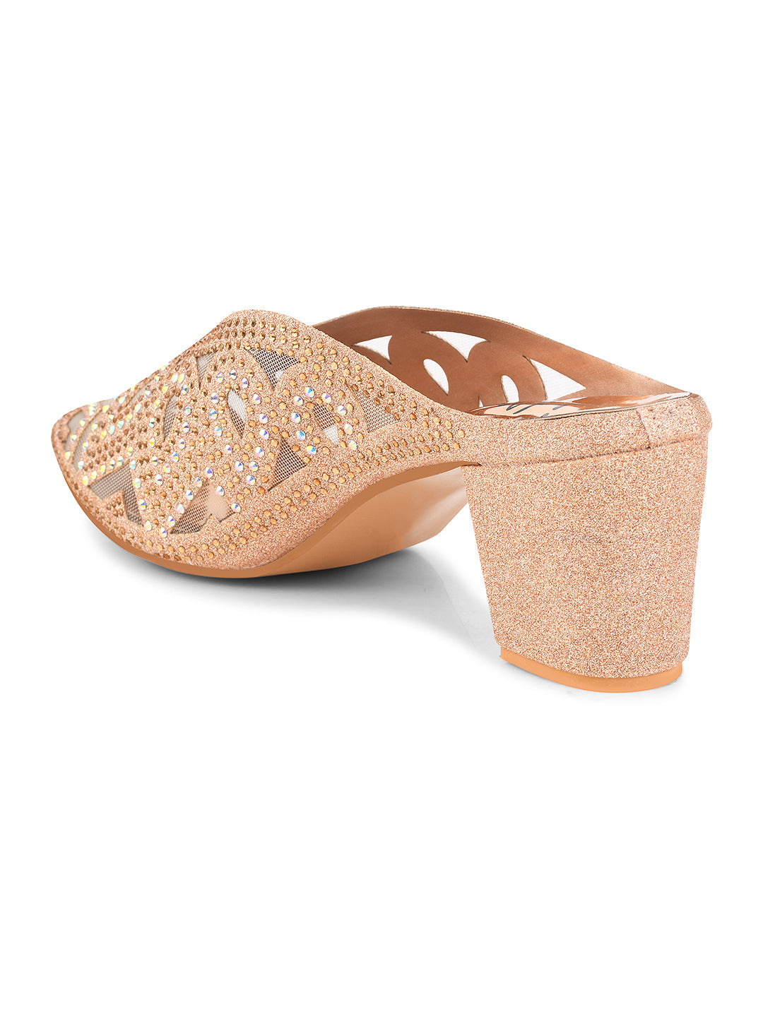 Embellished ethnic mules with block heel by Jm Looks for women and girls Sultan