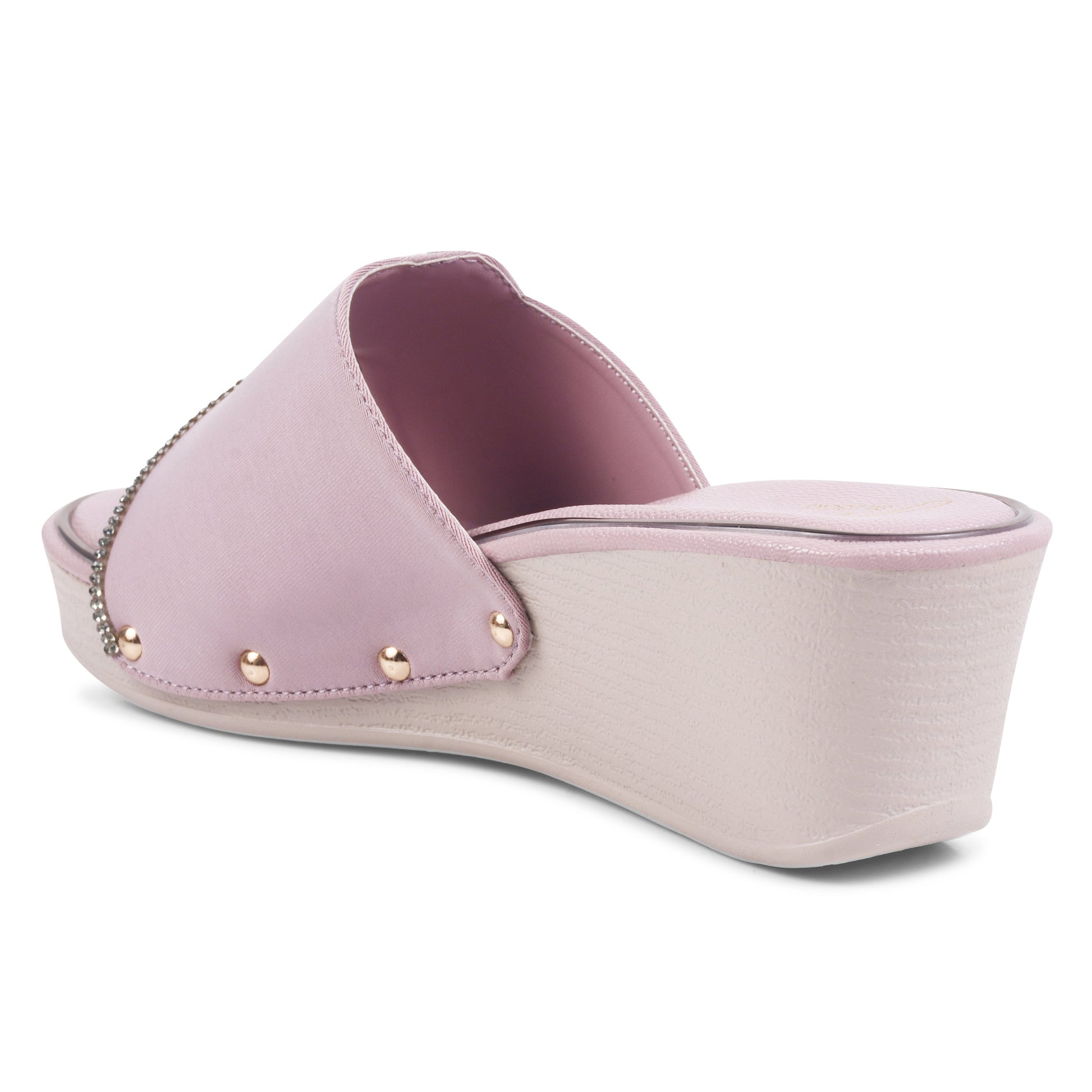 JM Looks Ethnic Wedge Sandals | Embroidered Open-Back Slip-On for Women black