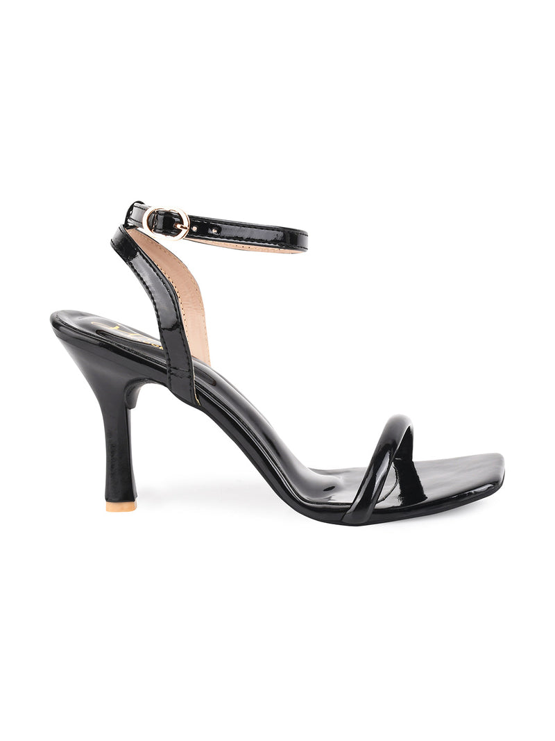Open-Toe Stilettos with Buckle Closure - 11