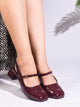 JM Looks Sling-back Glossy Block Heels With Buckle in Cherry / 34