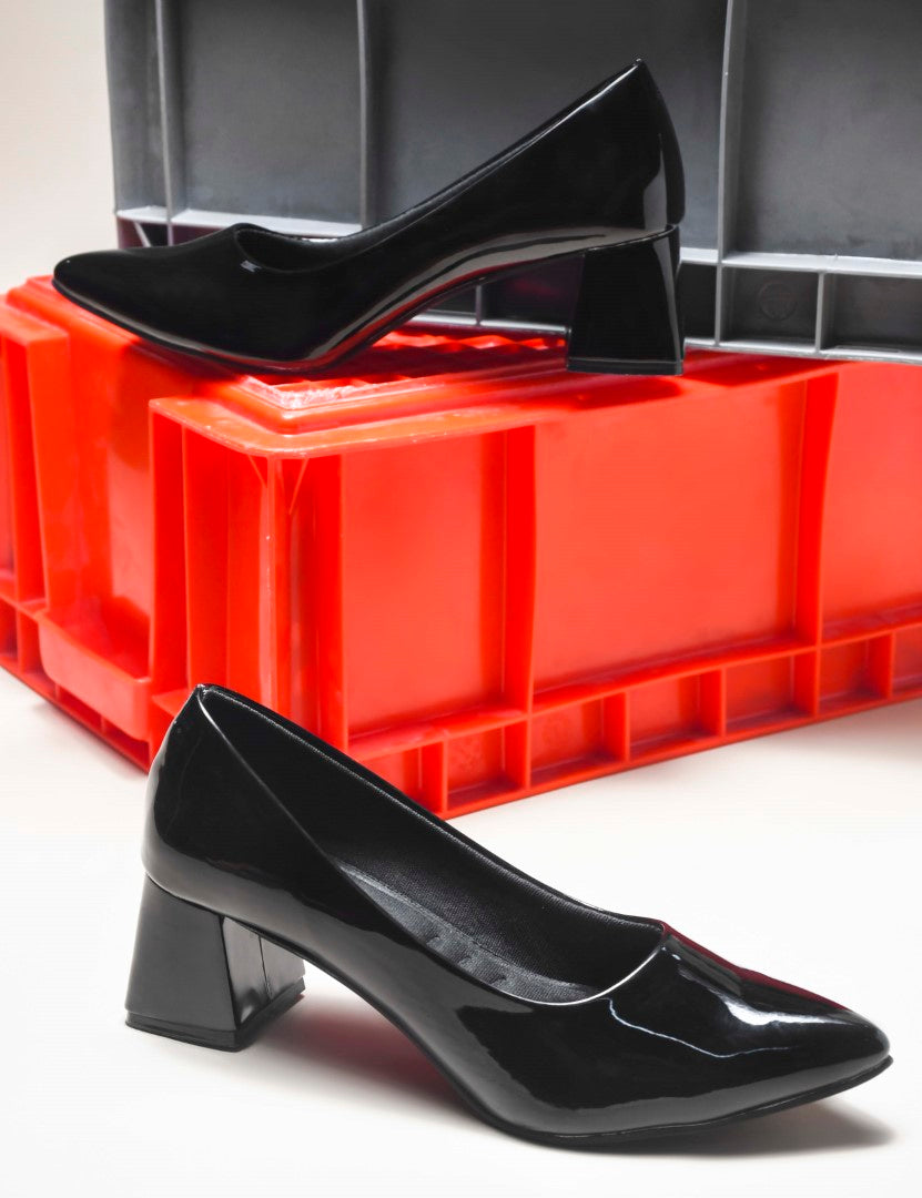 Jm Looks elegant pointed toe block heel pumps
 Black