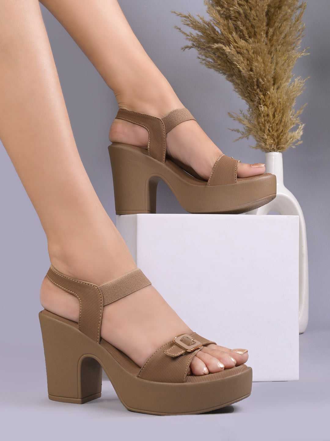 Buckle Strap Platform Block Heel Women Sandals