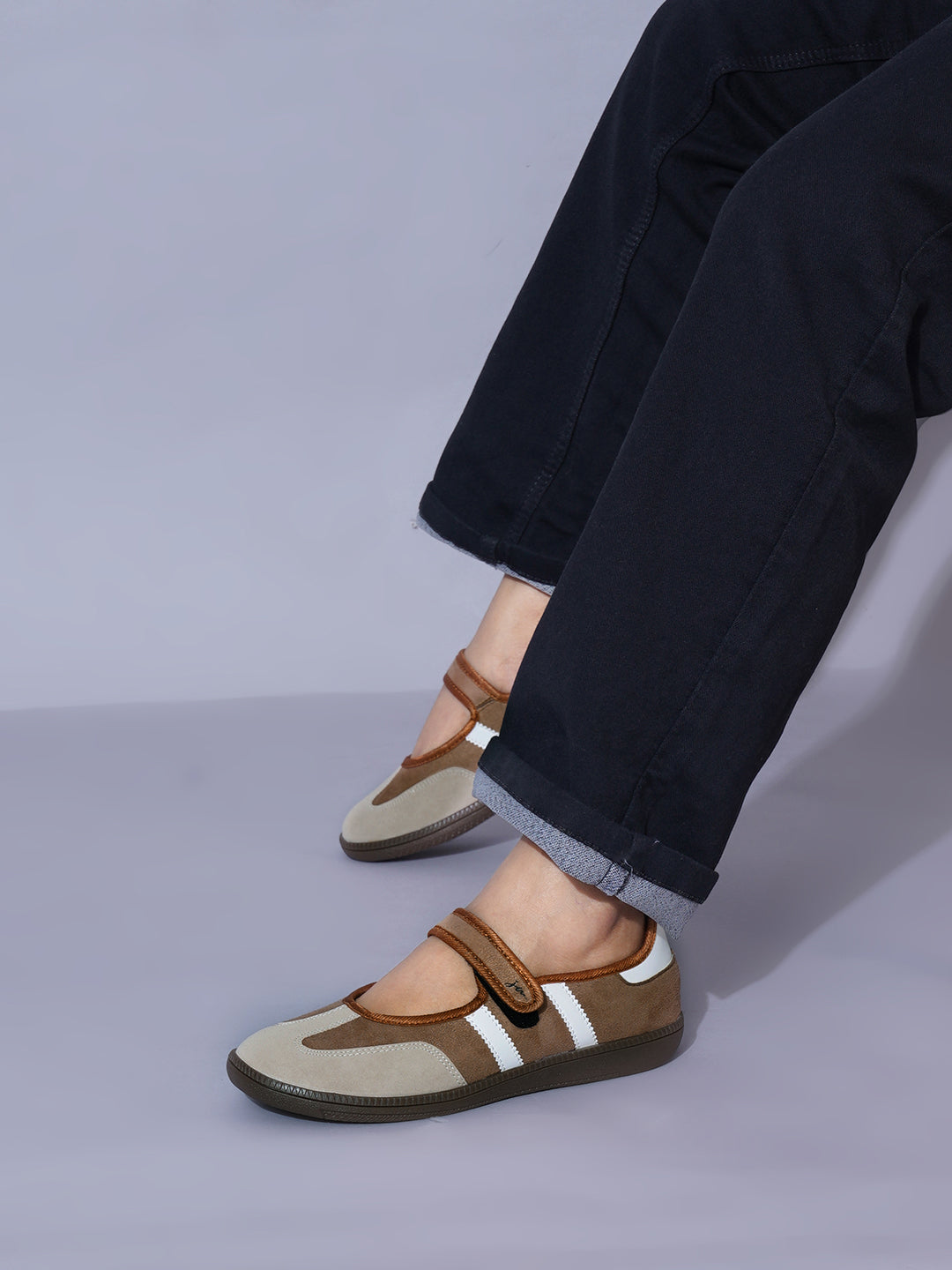 Women Velcro Strap Panel Ballet Sneakes