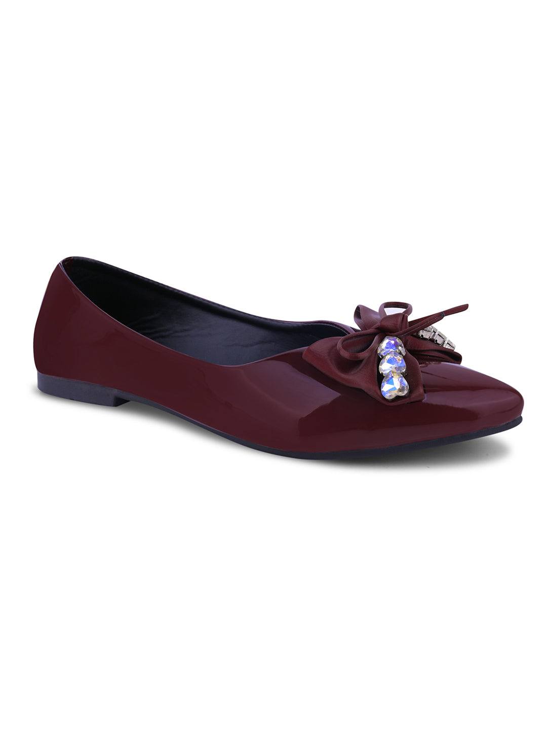 JM LOOKS Pointed Toe Bow Flat Sandals with Crystal Embellishments