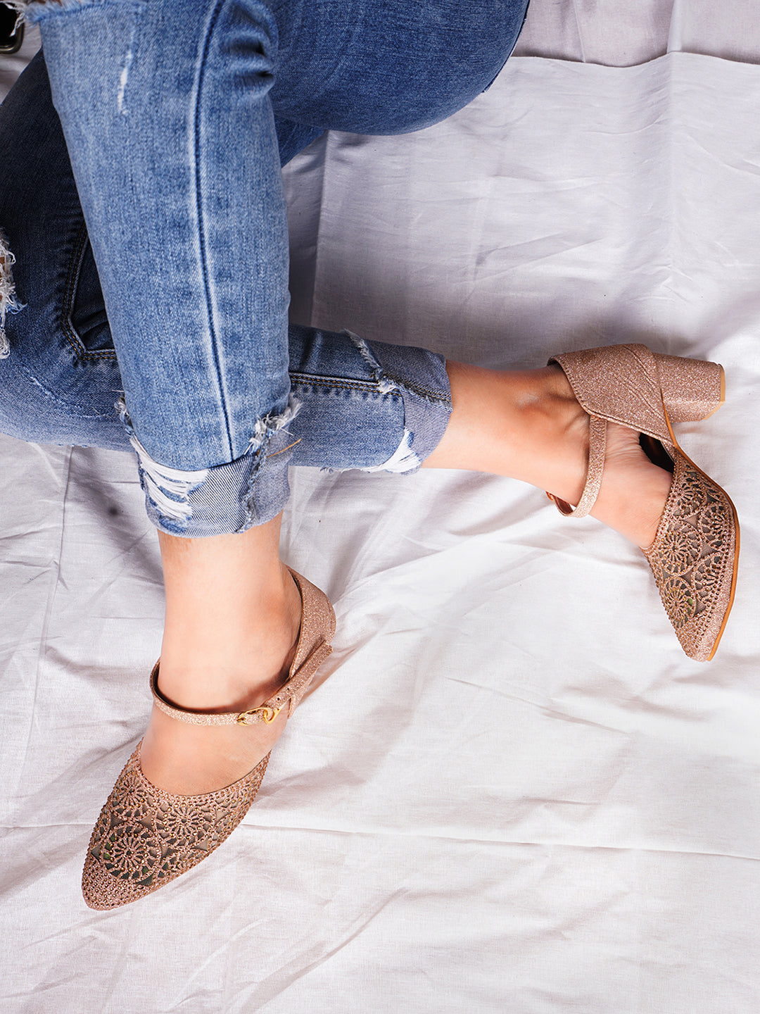 Buckle Strap Mules Block Heel for Women & Girls at JM LOOKS Sultan