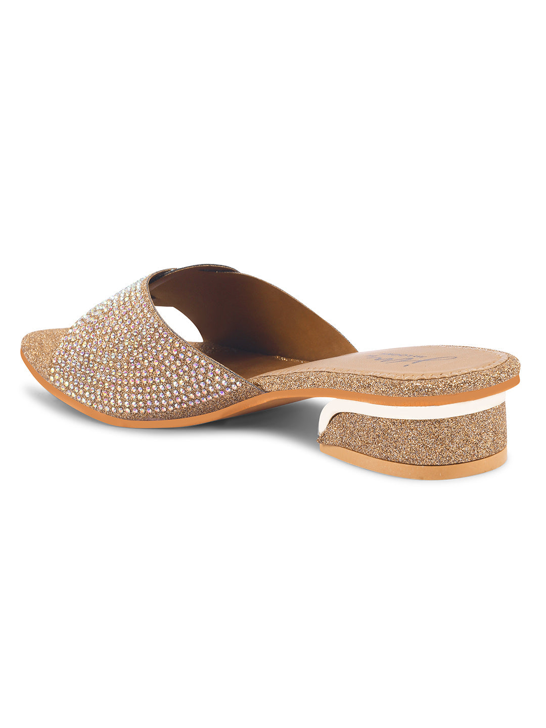 JM Looks women's mules with an embellished strap and a buckle-like detail
 Copper