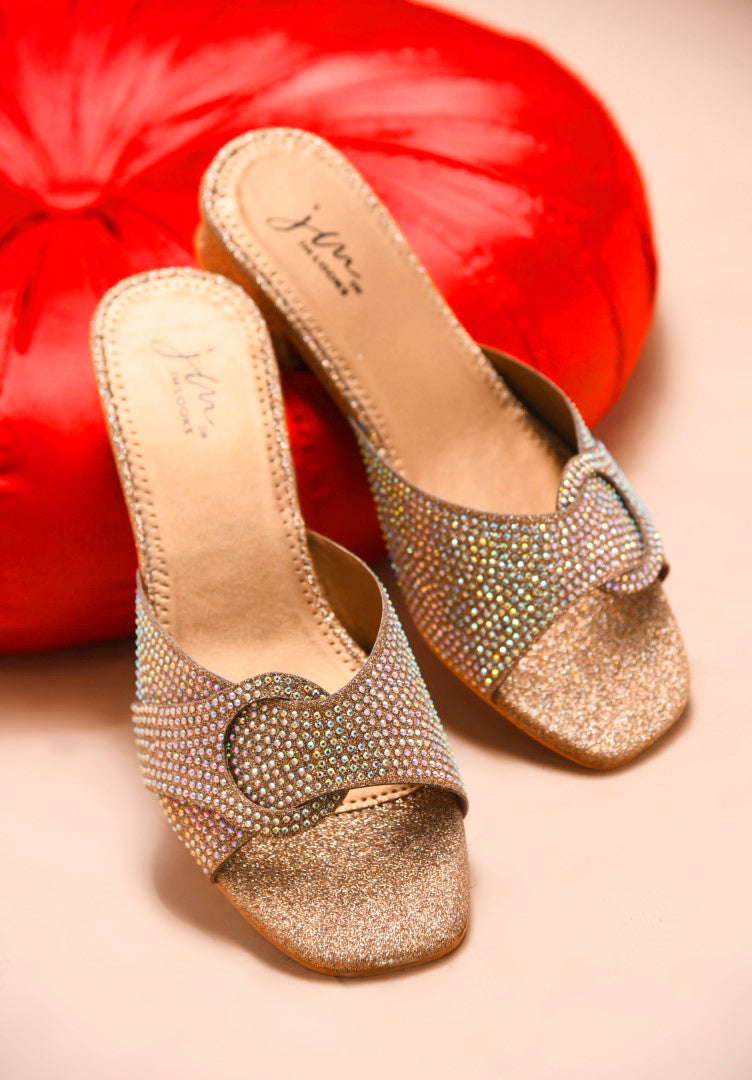 JM Looks women's mules with an embellished strap and a buckle-like detail
 Copper