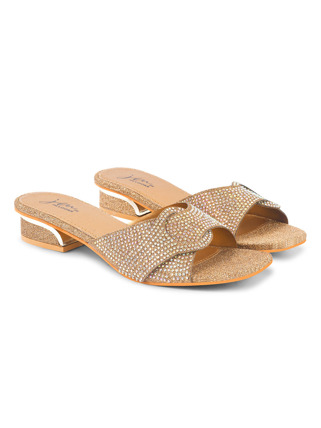 JM Looks women's mules with an embellished strap and a buckle-like detail
 Copper