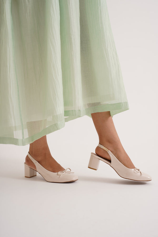 Women Block Heels Sandals Cream